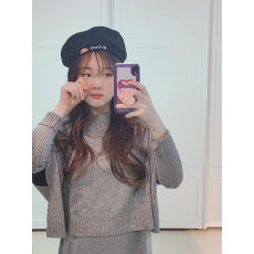 ⏰SALE⏰ ชุดเดรสแขนยาว ไหมพรม (2ชิ้น เดรท+เสื้อแขนสั้น)/สีเทา/Free size