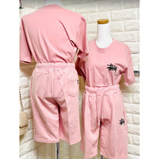 ชุด set stussy เบอร์ M สีชมพู (กางเกงขาสั้น + เสื้อยืดแขนสั้น)
