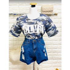 เสื้อแฟชั้น ลายทหาร สี กรม-เทา แบรนด์ CLOTHING LOVER Free size